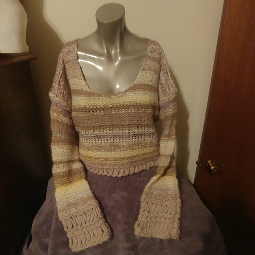 FREE PEOPLE Crochet LONG SLEEVE KNIT
